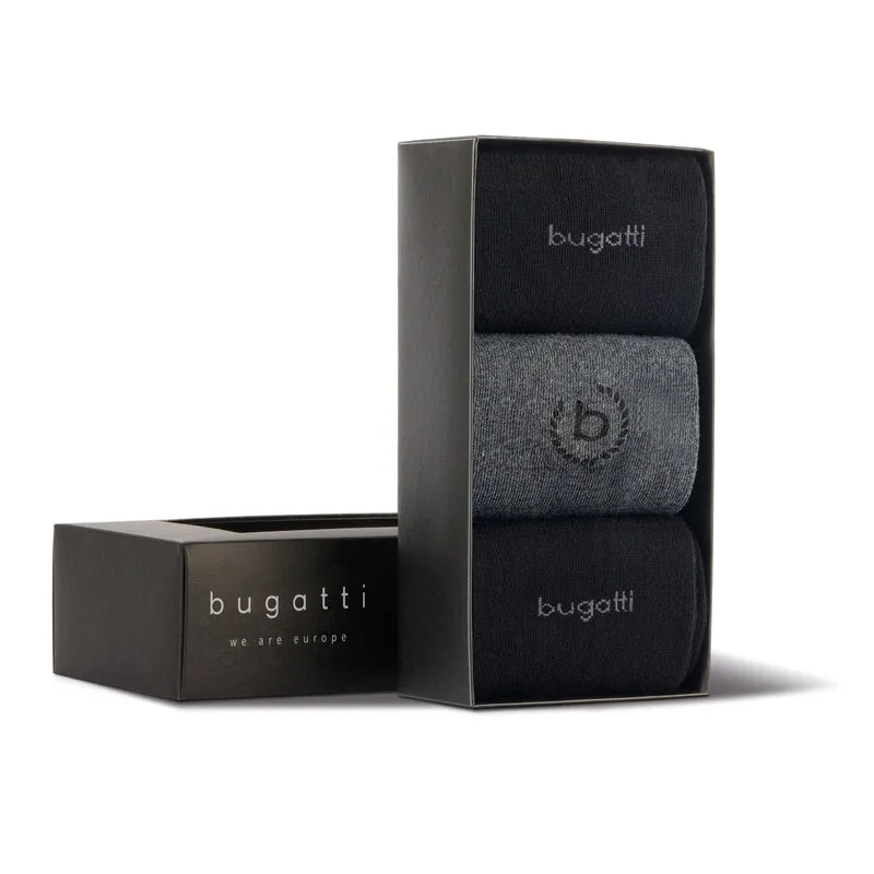 bugatti Socken 3er Herren Socken GeschenkBox Anzugsocken schwarz