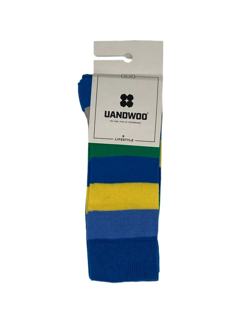 UANDWOO Lifestyle Socken blau gestreift Doppelpack